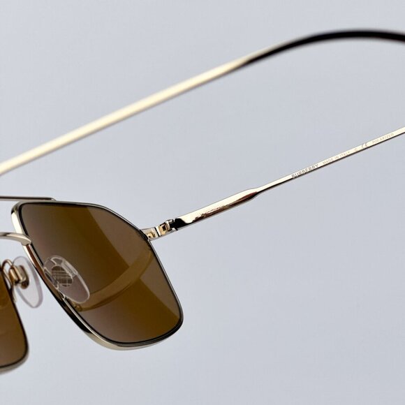 Burberry Men BRAND NEW Sunglasses Gold Brown Polarized Rectangular BE3130 110983 - Picture 7 of 9